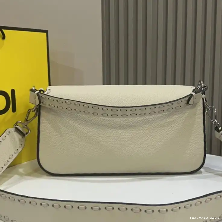 Cheap Selleria Romano In Baguette Medium Beige Bag Fendi Cuoio Leather 0608